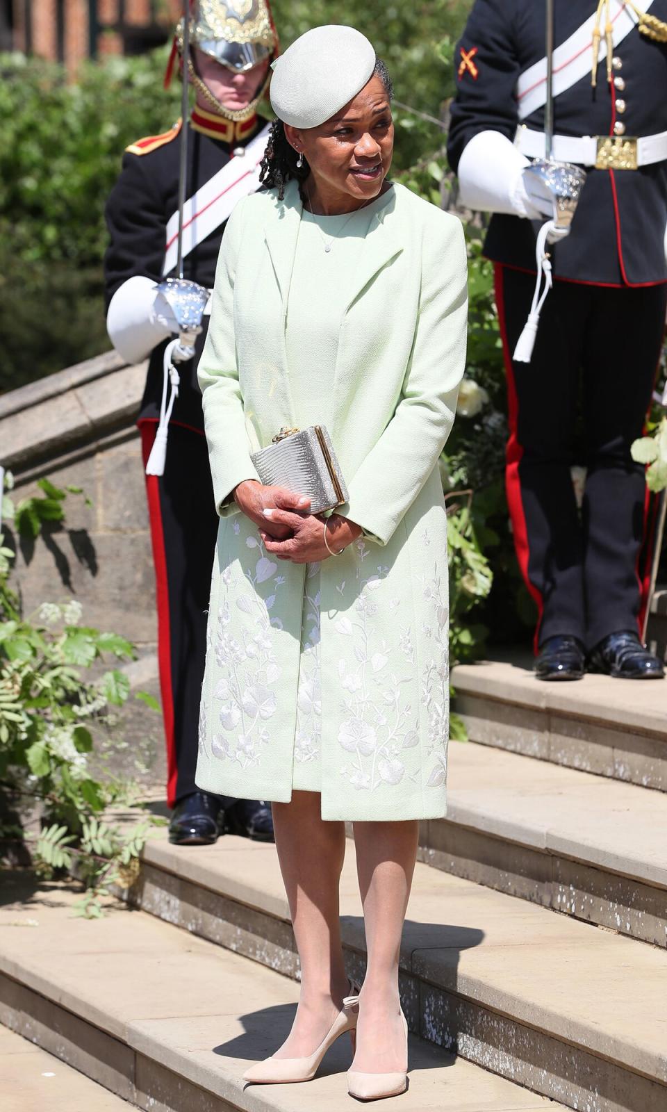 Doria Ragland leaves St George's Chapel at Windsor Castle after the wedding of Prince Harry, Duke of Sussex and Meghan Markle on May 19, 2018 in Windsor, England