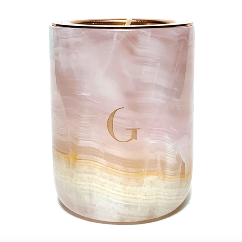 10) Pink Onyx Marble Candle