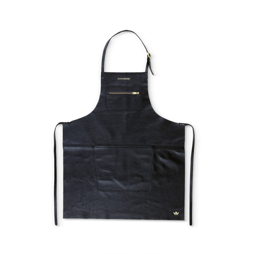 black apron against white background