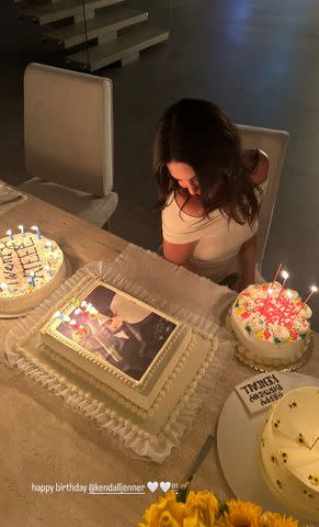 <p>Kylie Jenner / Instagram</p> Kendall celebrated her 28th with four birthday cakes in a photo