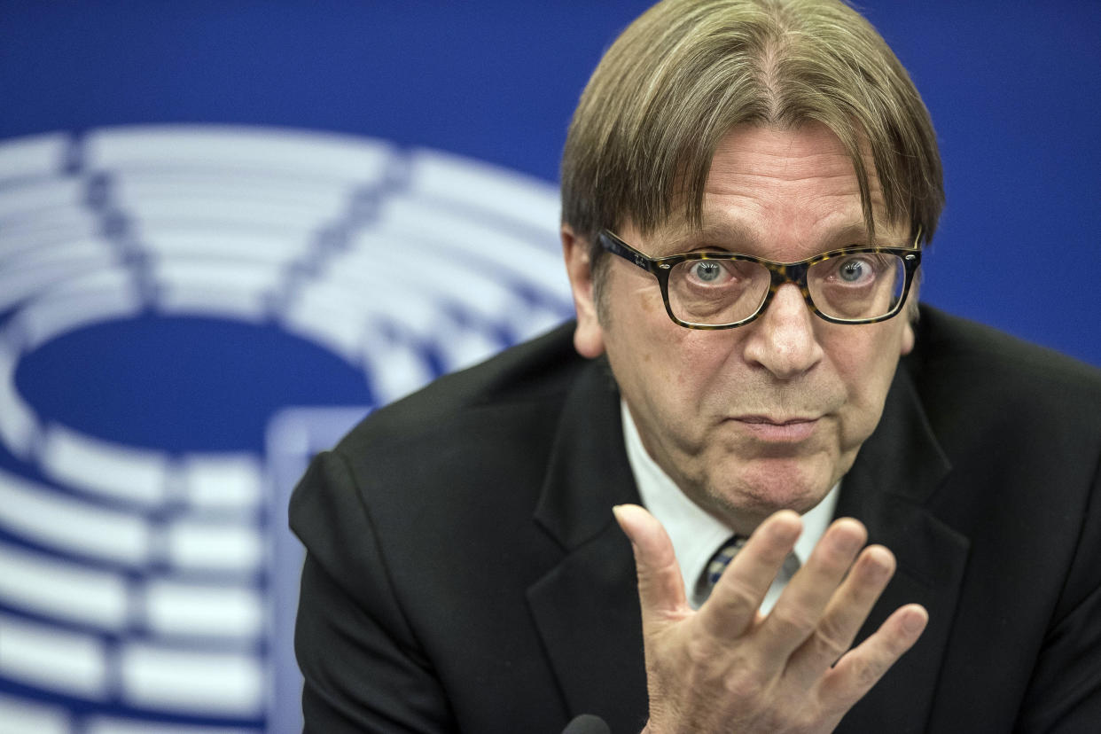 European Parliament Brexit chief Guy Verhofstadt speaks out about his concerns of Russia interference in EU elections. (AP)