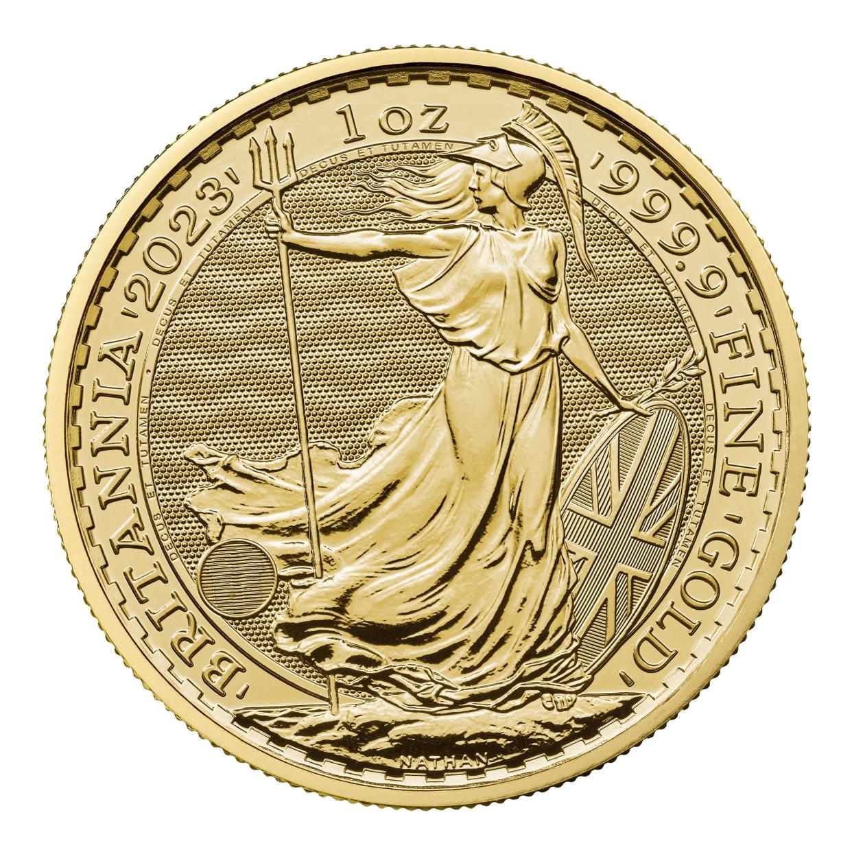 Below Britannia's flowing gown, a trident becomes a padlock as the viewer changes their perspective. Photo: Royal Mint 