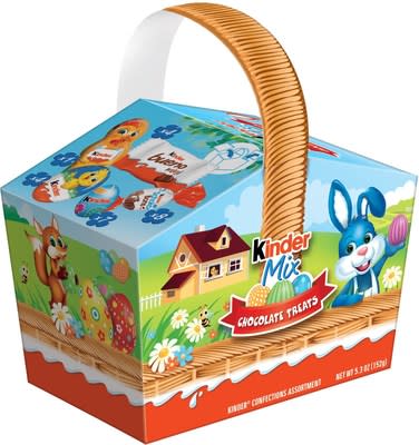 Kinder Mix Chocolate Candy Assortment Basket Front and Left Side Panel