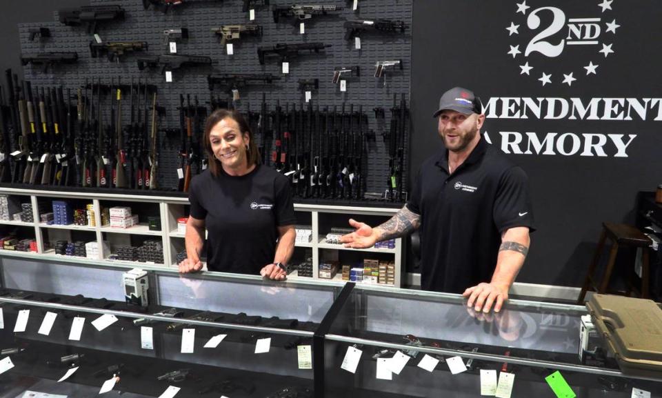 Mary Sibiski and Adam Andler are co-owners of Second Amendment Armory in Columbus, Georgia. 04/16/2024