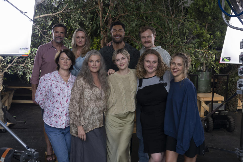 'The Last Anniversary' cast - Back row (L-r): Jeremy Lindsay Taylor, Helen Thomson, Uli Latukefu, Charlie Garber; Front row (L-r): Susan Prior, Miranda Richardson, Claude Scott-Mitchell, Danielle Macdonald, Teresa Palmer