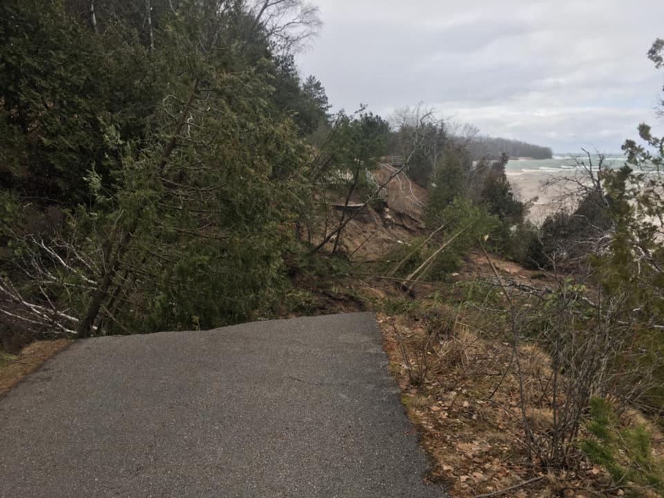 This photo shows erosion damage which occurred in mid-April 2020 along a stretch of the Little Traverse Wheelway west of Petoskey’s Magnus Park.