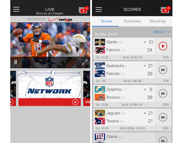 NFL Mobile update allows live streams for Verizon customers