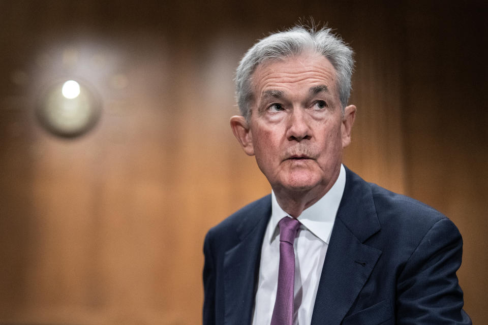 UNITED STATES - JUNE 22: Federal Reserve Chairman Jerome Powell prepares to testify during a Senate Banking, Housing and Urban Affairs Committee hearing. 