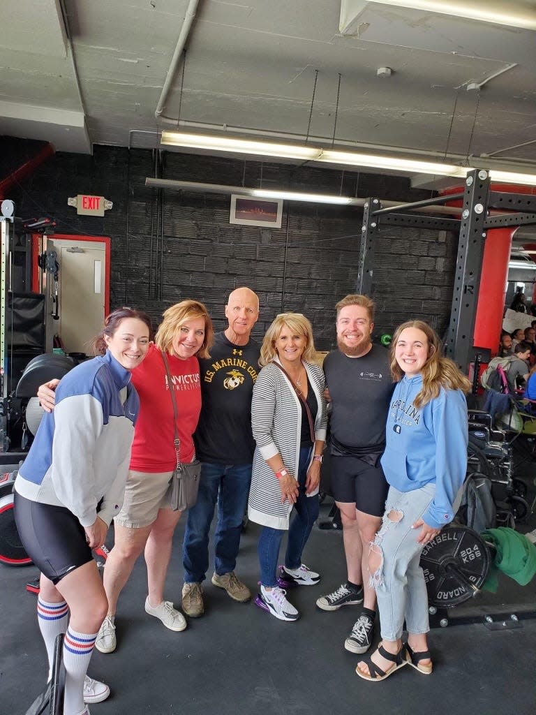 From left, Jennifer Morehead, Audrey Restelli, John Fuller, Abbie Fuller, Elijah Cline and Emalie Cline.