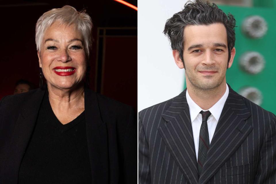 <p>Jeff Spicer/Getty, Mike Marsland/WireImage</p> Denise Welch attends the screening of "Life Of Riley" during the DIVA Film Festival at The Garden Cinema on April 24, 2024 in London; Matty Healy attends The Royal Academy of Arts summer preview party at Royal Academy of Arts on June 15, 2022 in London 