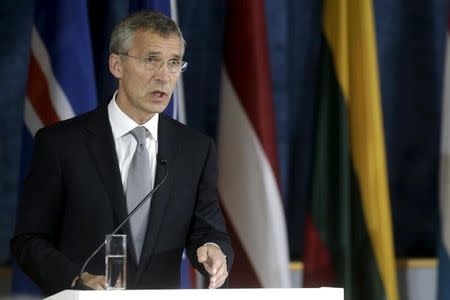 NATO Secretary General Jens Stoltenberg speaks during a news conference after the NATO Force Integration Unit inauguration in Vilnius, Lithuania, September 3, 2015. REUTERS/Ints Kalnins