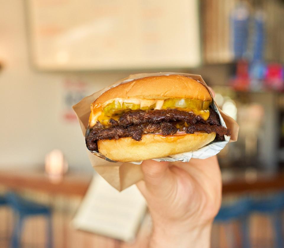 Double the fun: Tropical Smokehouse's double-patty burger.