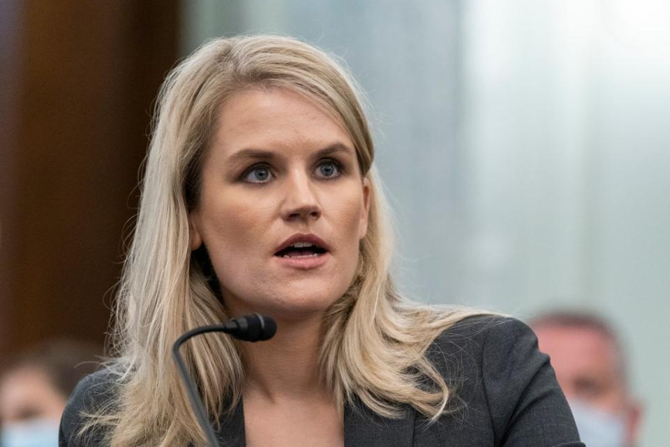 Former Facebook employee Frances Haugen testifying before Congress (Copyright 2021 The Associated Press. All rights reserved.)