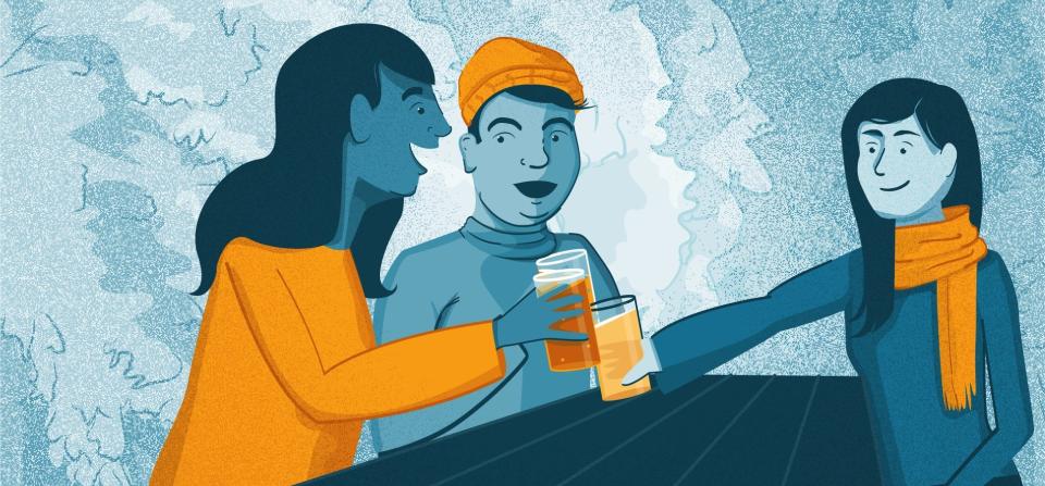 Ilustración de amigos tomando tragos