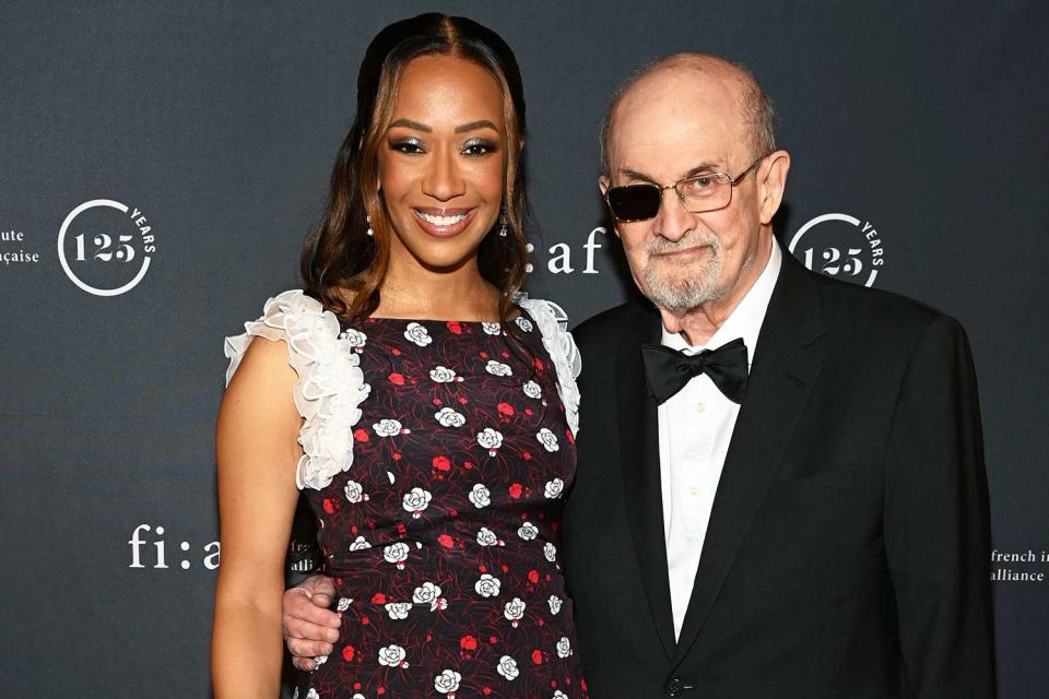 <p>Dave Kotinsky/Getty</p> Rachel Eliza Griffiths and Salman Rushdie