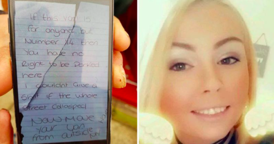 Kirsty Sharman was fined £120 for writing the abusive note and leaving it on the ambulance