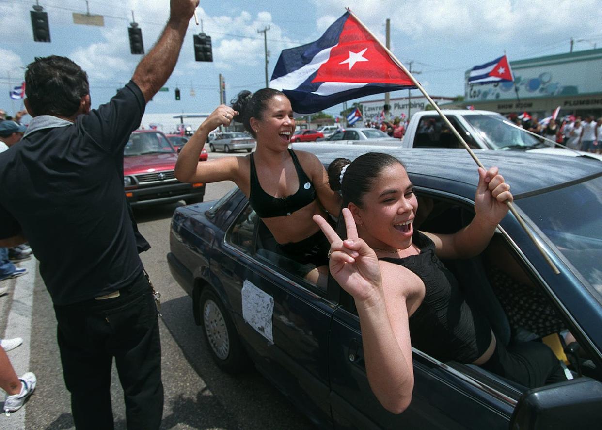 Travel to Miami, and you might hear people say 'get down from the car' instead of 'get out of the car.' <a href="https://www.gettyimages.com/detail/news-photo/protesters-hang-out-the-window-of-a-car-on-flagler-street-news-photo/51091597?adppopup=true" rel="nofollow noopener" target="_blank" data-ylk="slk:Miami Herald/Getty Images;elm:context_link;itc:0;sec:content-canvas" class="link ">Miami Herald/Getty Images</a>