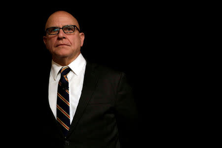 FILE PHOTO: National security adviser Lt. Gen. H.R. McMaster waits to be introduced at the FDD National Security Summit in Washington, DC, U.S., October 19, 2017. REUTERS/Yuri Gripas/File Photo