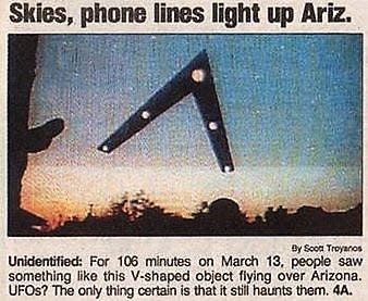 This sketch f the Phoenix Lights by a witness appeared in USA Today