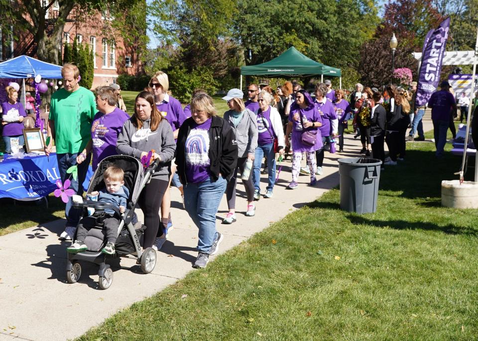 People participate Oct. 2, 2022, in the Lenawee County Walk to End Alzheimer's at Adrian College. This year's walk is Sunday, Oct. 1, at ProMedica Hickman Hospital.