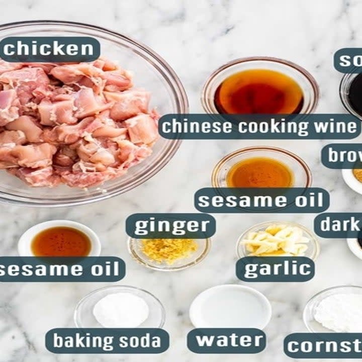 Ingredients for three-cup chicken