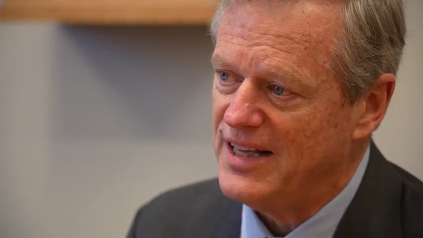 New NCAA President Charlie Baker draws comparisons between his new role and his former as Massachusetts governor.