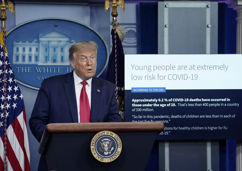 President Trump speaks during a news conference