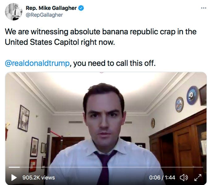 U.S. Rep. Mike Gallagher, R-Wisconsin., used Twitter on Jan. 6, 2021, to implore then-President Donald Trump to defuse the riot at the U.S. Capitol.