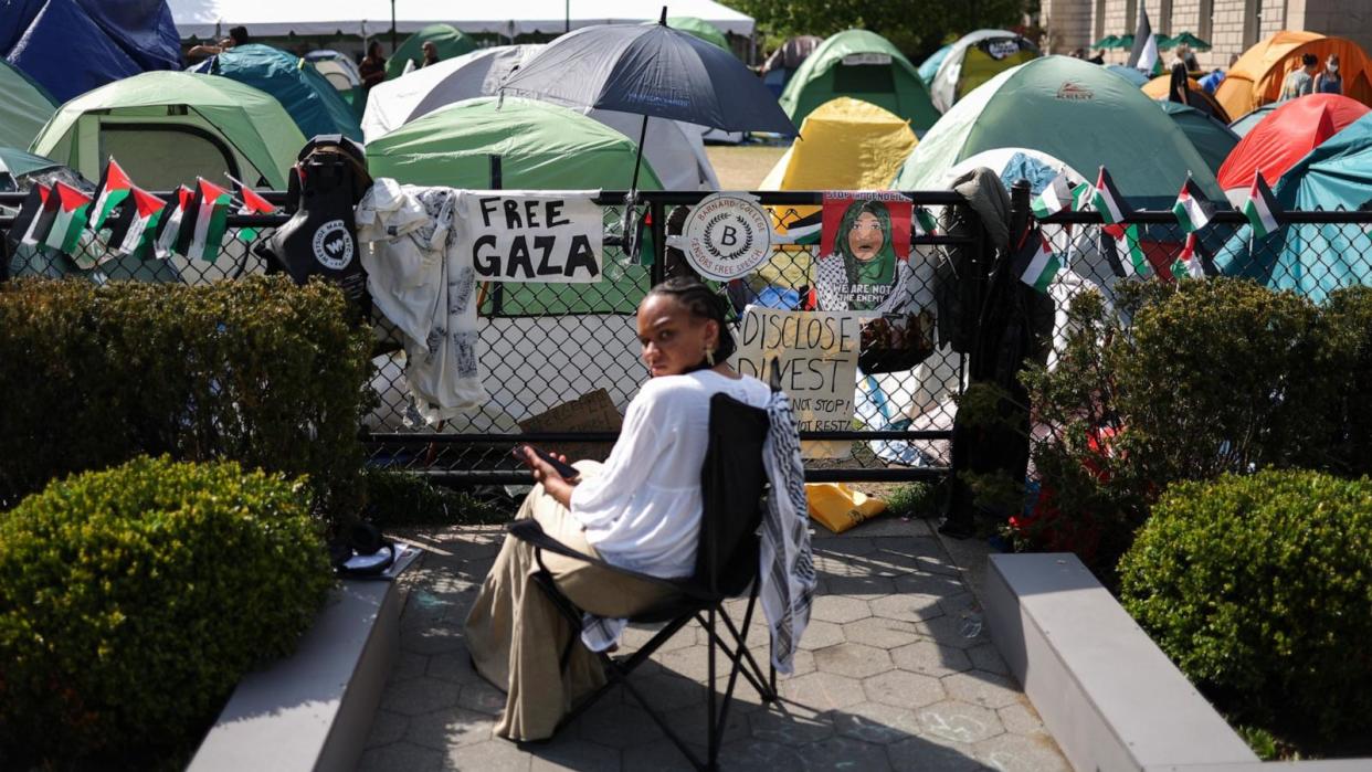 PHOTO: The pro-Palestinian encampment at the Columbia University on April 28, 2024, in New York City. (Charly Triballeau/AFP via Getty Images)