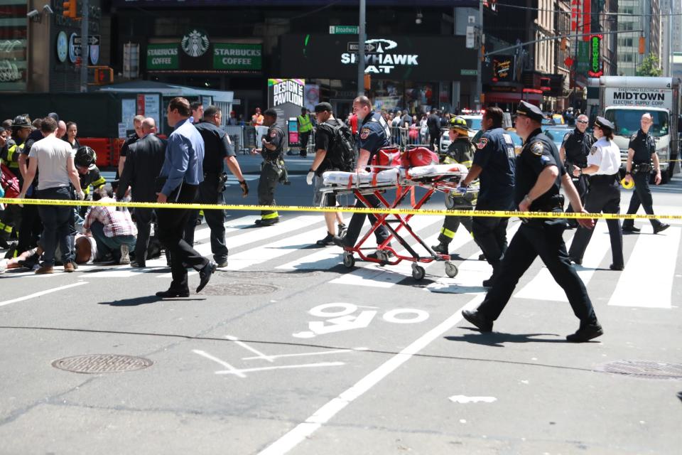 <p>The scene of an accident in New York’s Times Square after driver went through a crowd of pedestrians, injuring at least a dozen people, May 18, 2017. (Gordon Donovan/Yahoo News) </p>