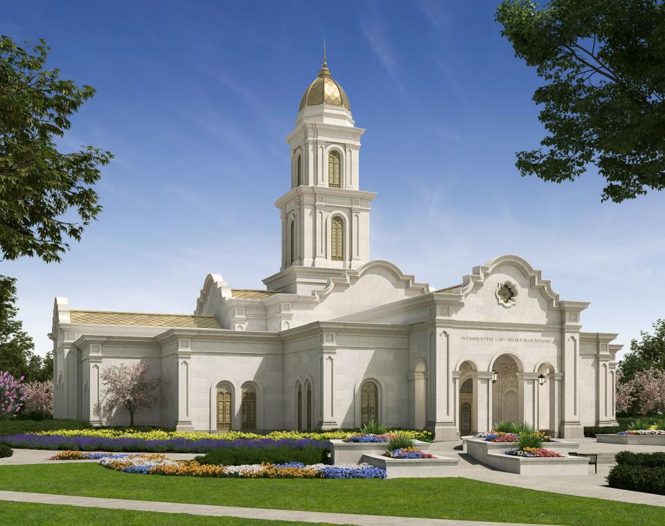 An artist’s rendition of how the outside of the Fort Worth Texas Temple will look upon completion. The groundbreaking is scheduled for Oct. 28, 2023. | The Church of Jesus Christ of Latter-day Saints