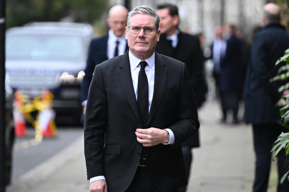 Labour leader Sir Keir Starmer arrived at church for Derek Draper's funeral. (Getty)