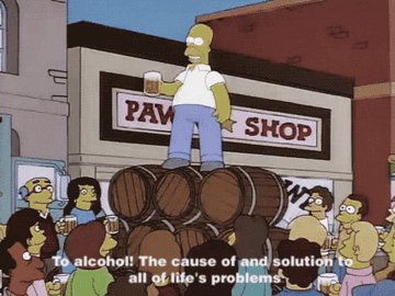 Homer Simpson toasting with a beer in his hand