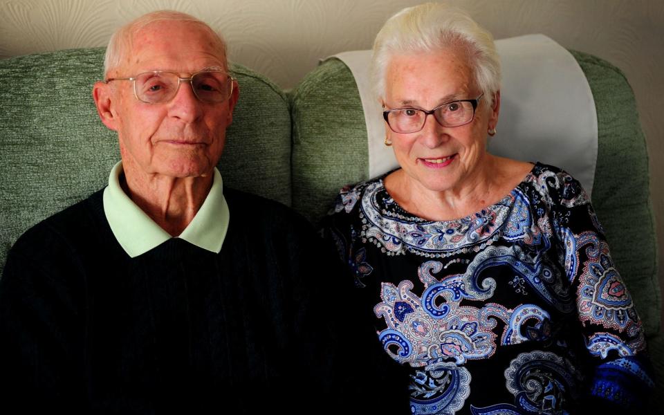 Geoff Bliss, 84, and new wife Sheila, 80, spent their honeymoon on a 13.5 hour round trip with easyJet after the plane failed to land in Portugal - Bristol Post / SWNS.com