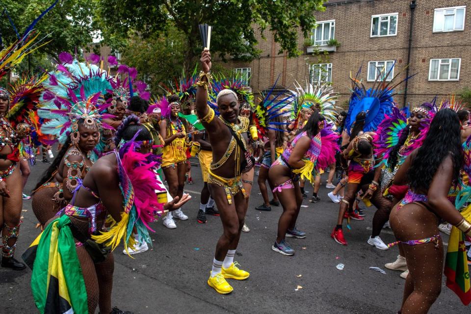 Notting Hill Carnival performers take part in the main parade on August 29 2022 (Getty Images)