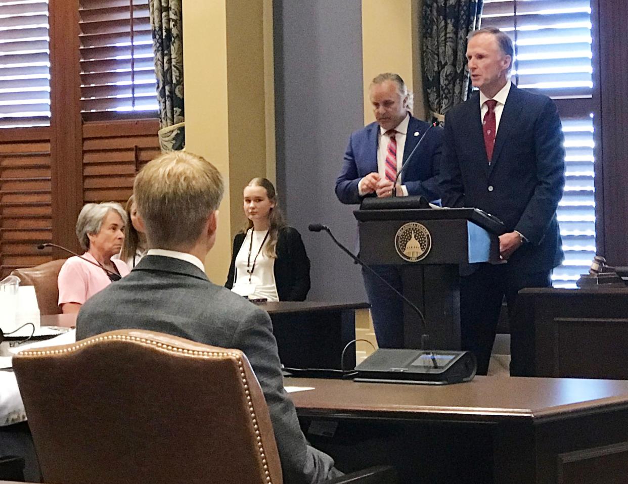 Kenneth Waits, with Sen. Greg Treat to his left, is a nominee to serve on the University of Oklahoma Board of Regents.