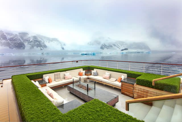 <p>Courtesy of Viking Cruises</p> The Finse Terrace, an outdoor area on Viking Octantis and Viking Polaris.