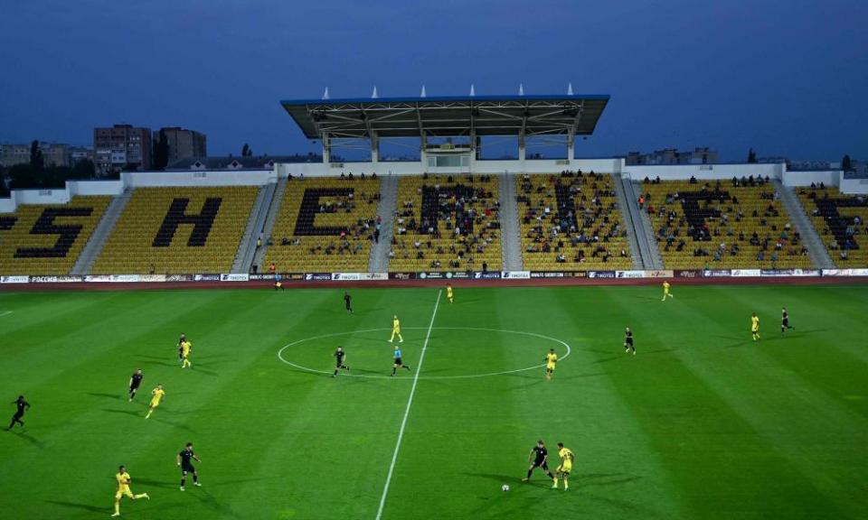 FC Sheriff in action against FC Petrocub last Sunday during a Moldovan league game.