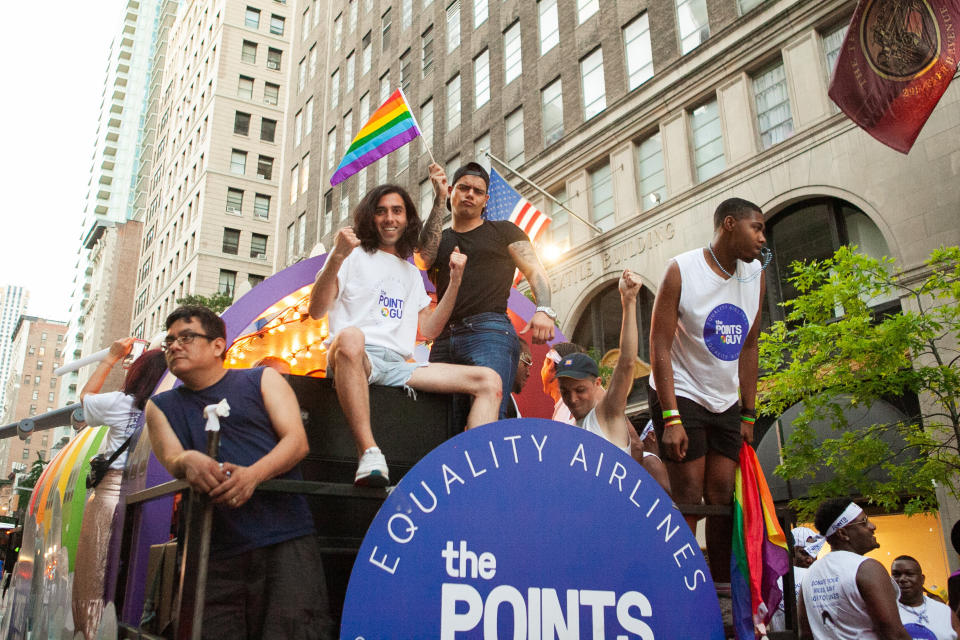 Dzhabrailov at the Pride parade in New York in 2019. (Photo: Courtesy of The Points Guy)