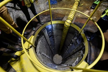FILE PHOTO: A copper capsule for spent nuclear fuel is pictured during the test in the Onkalo spent nuclear fuel repository in Olkiluoto nuclear plant area in Eurajoki