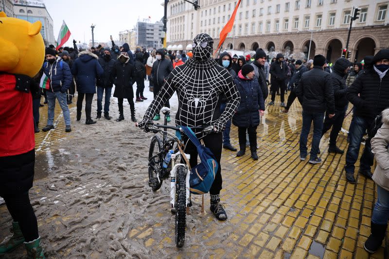 Restaurant, bar and club owners and employees take part in a protest in Sofia