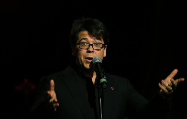 Michael McIntyre performs during a Prince’s Trust 'Invest In Futures' gala, with supporters and beneficiaries, in a central London hotel, Thursday, Feb. 14, 2013. (AP Photo/Lefteris Pitarakis, pool)