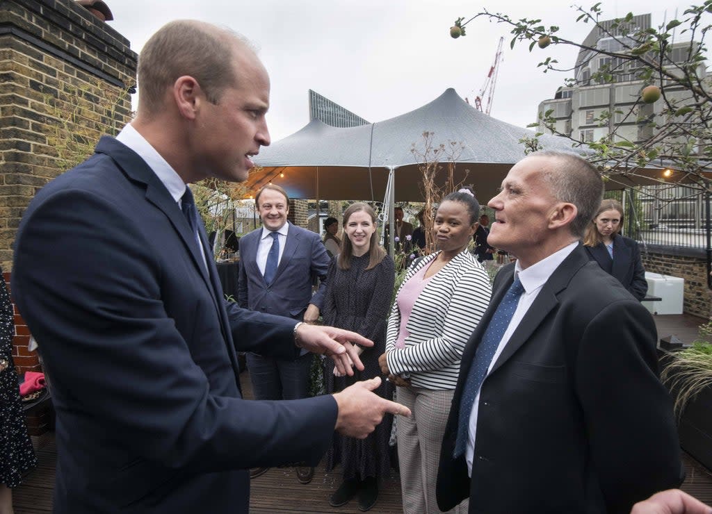 The Duke of Cambridge speaks to award winners Colin Chilman (PA)