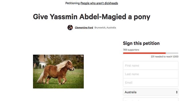 Clementine Ford's change.org petition asks people to show Ms Abdel-Magied 'some love'. Photo: Change.org