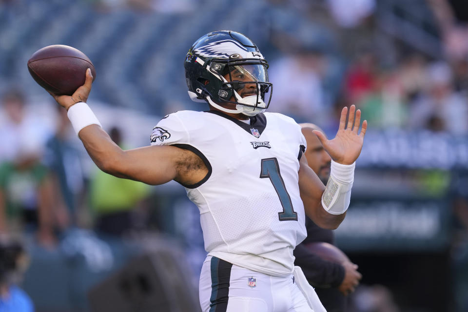 Jalen Hurts had a fantastic game in the Philadelphia Eagles' preseason opener. (Photo by Mitchell Leff/Getty Images)