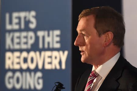 Ireland's Prime Minister Enda Kenny addresses Fine Gael candidates and supporters in Dublin, Ireland February 3, 2016. REUTERS/Clodagh Kilcoyne