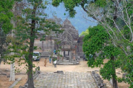 View of the Preah Vhear temple in Preah Vihear province, some 500 kilometers northwest of Phnom Penh. Thai and Cambodian troops exchanged gunfire and artillery shells on Friday, leaving six dead in a clash that shattered a two-month lull in tensions along their disputed border