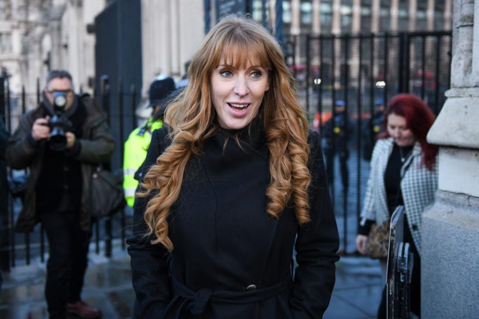 Phone a friend: Angela Rayner, deputy leader of the Labour Party outside Parliament (Bloomberg via Getty Images)