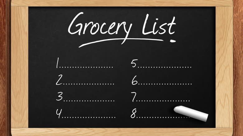 chalkboard written grocery list