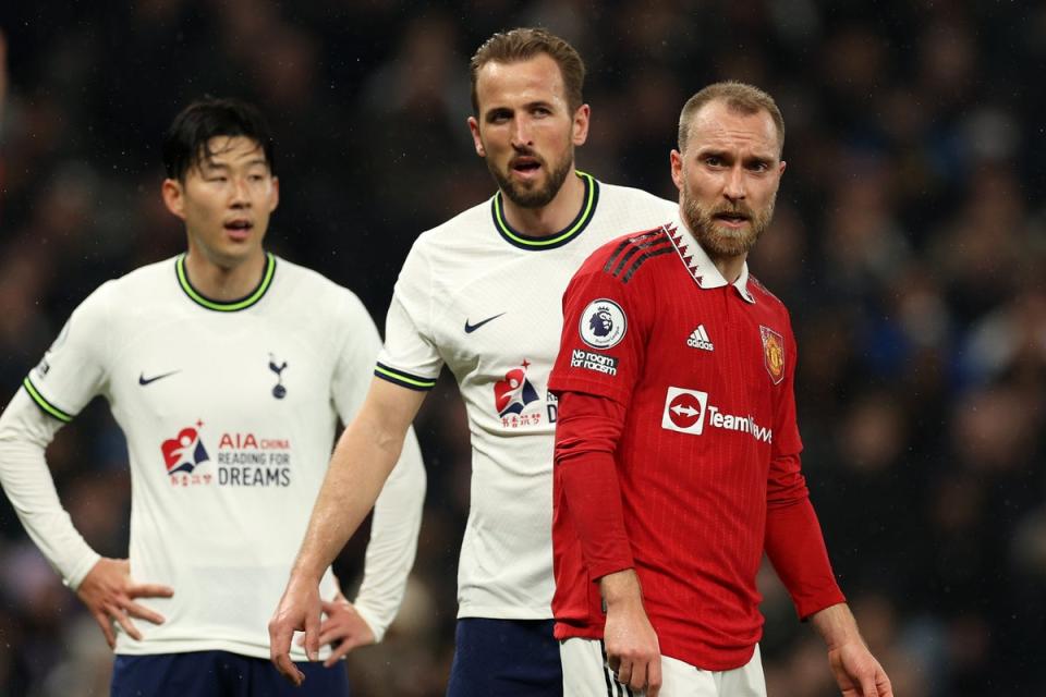 Reunion? Kane has been linked with a move to join former Spurs teammate Christian Eriksen at Old Trafford (Getty Images)